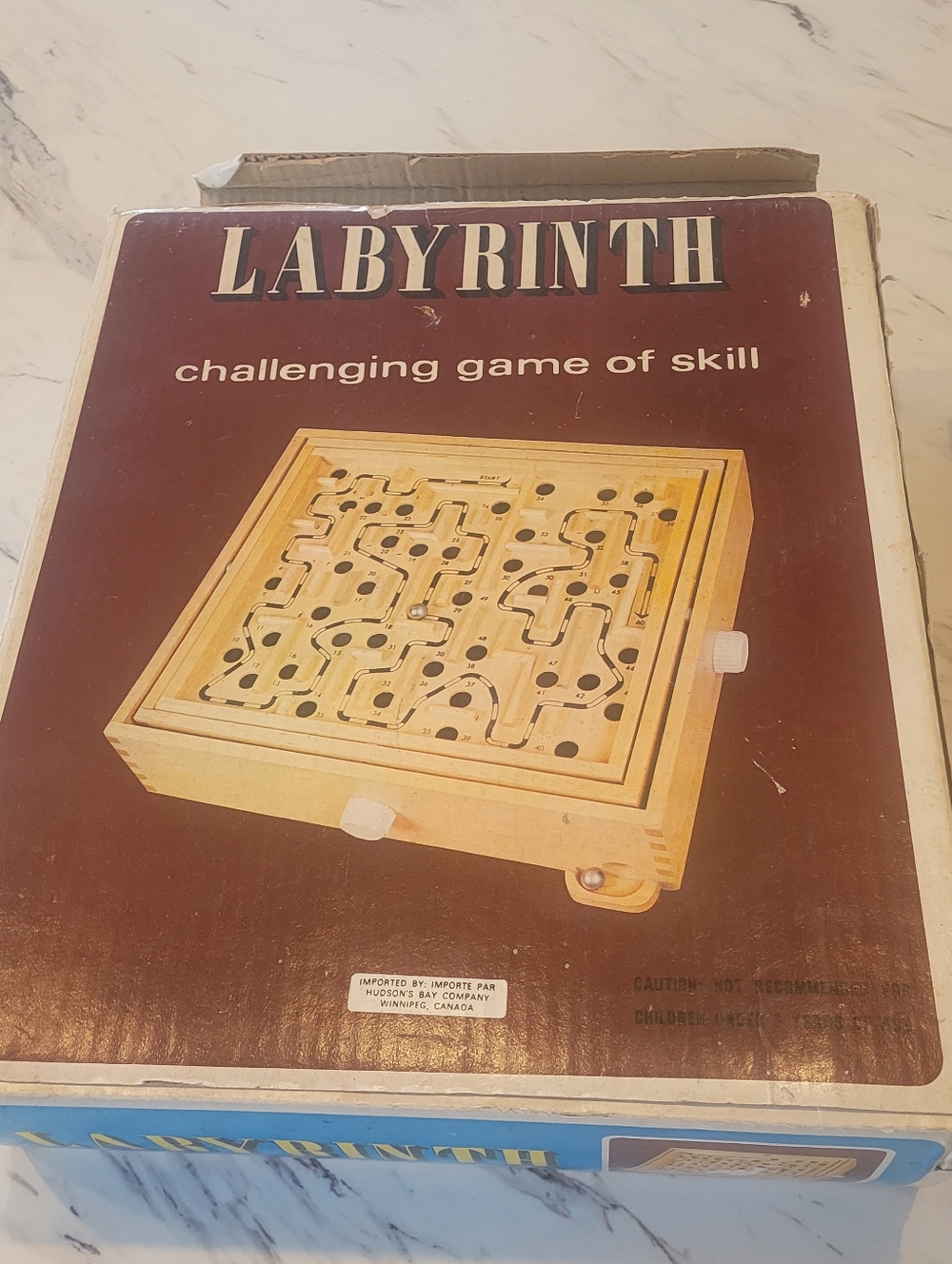 Vintage Wooden Labyrinth Game Marble Maze Tilt Puzzle 1980s Taiwan
